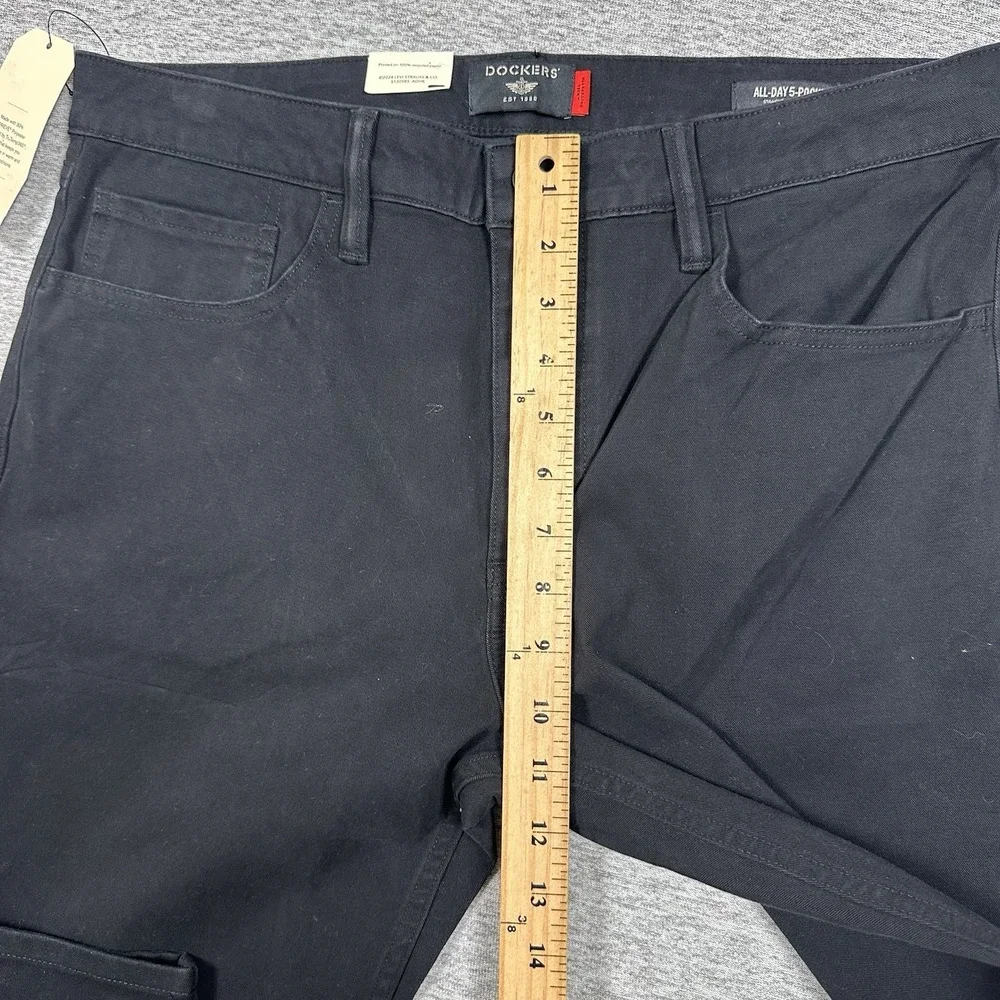 Dockers Pants Mens 33x32 Black All-Day 5-Pocket Straight Stretch City Tech
